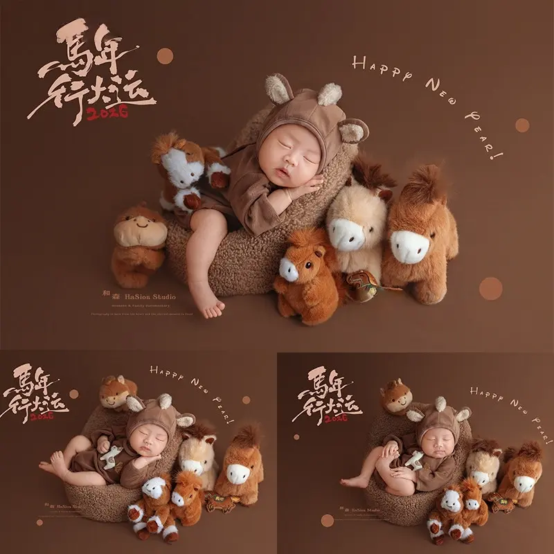 2026 Brown Horse Theme Set - Newborn Photography Props - Image 2